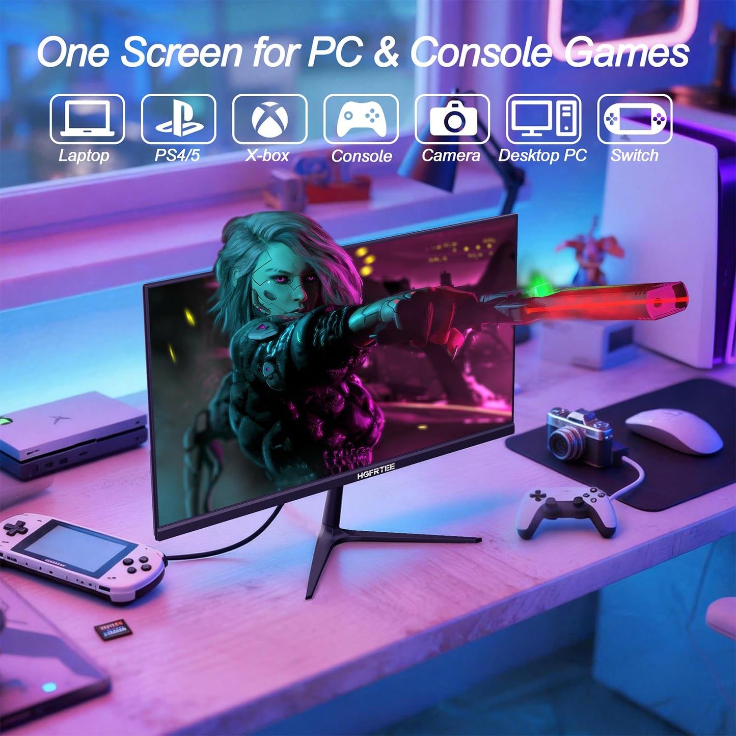 HGFRTEE 27 Inch 240Hz Gaming Monitor, QHD 2560×1440 Fast IPS Computer Monitor, 1ms MPRT, FreeSync, HDMI & DisplayPort, 100% sRGB, VESA Mountable, Ultra-Slim Bezel for FPS Gaming and Office