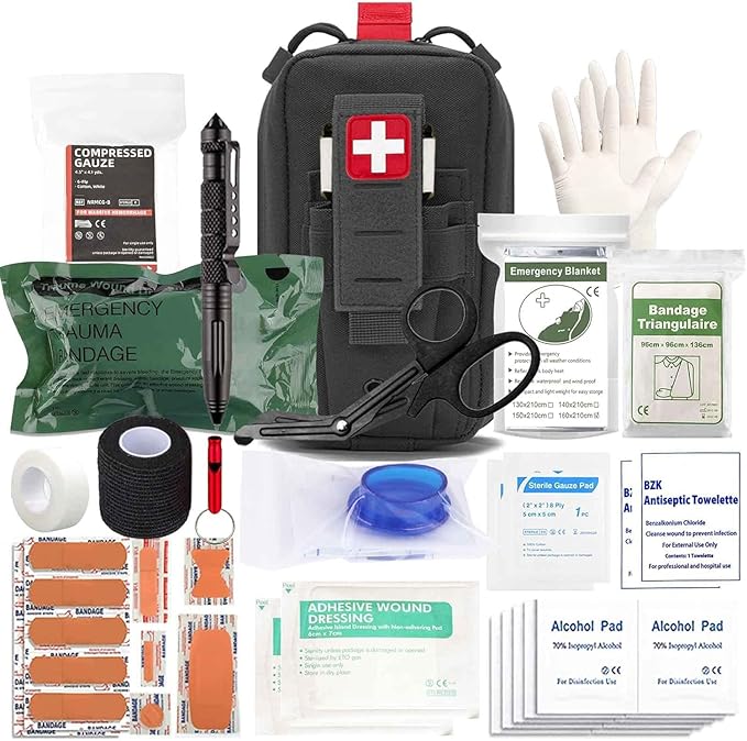 Ifak Med Trauma Kit, Black Molle Tactical Emergency First Aid Kit,Military Survival Molle EMT Medical Kit Refill Supplies ...