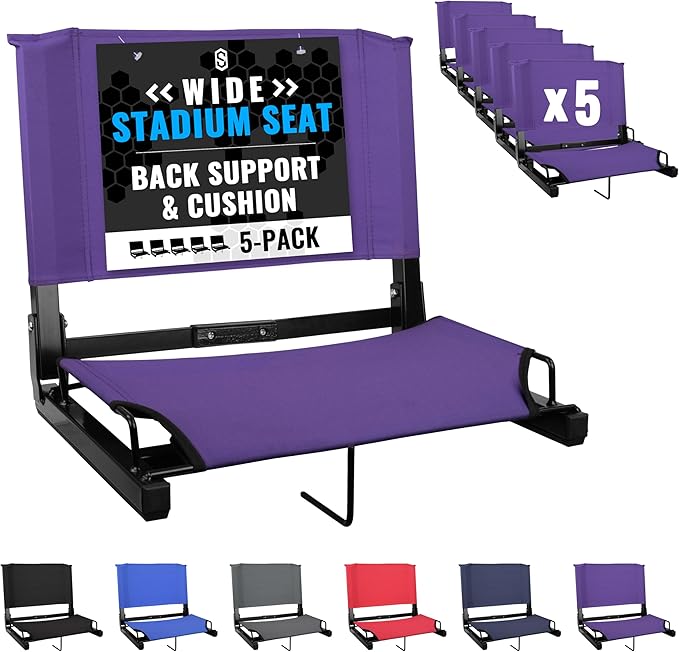 Sports Unlimited - Bleacher Chairs with Back and Cushion - Stadium Seats with Back Support Wide and Regular, Stadium Chair