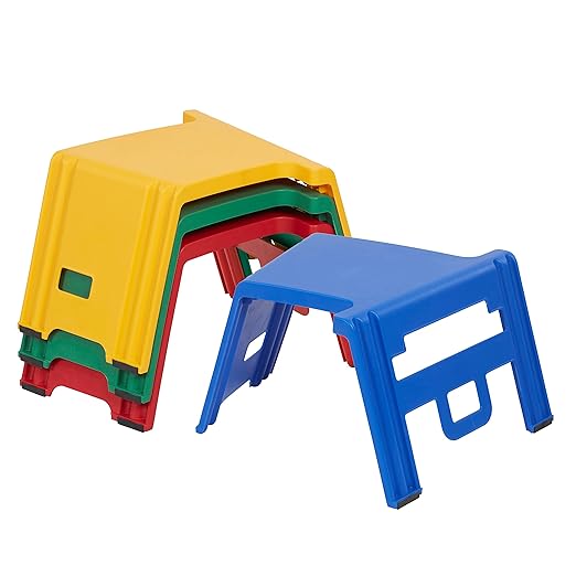 ECR4Kids Linking Stool Set, Flexible Seating, Assorted, 4-Piece