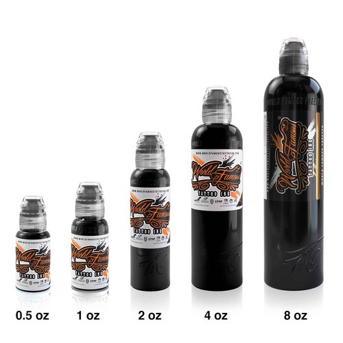 World Famous Tattoo Ink Bundle with Triple Blackout Tattoo Ink (4 oz) & 7 Color Simple Tattoo Kit (7 Bottles, 0.5 oz Each) - Professional Tattoo Ink & Tattoo Supplies - Skin-Safe, Vegan & Non-Toxic