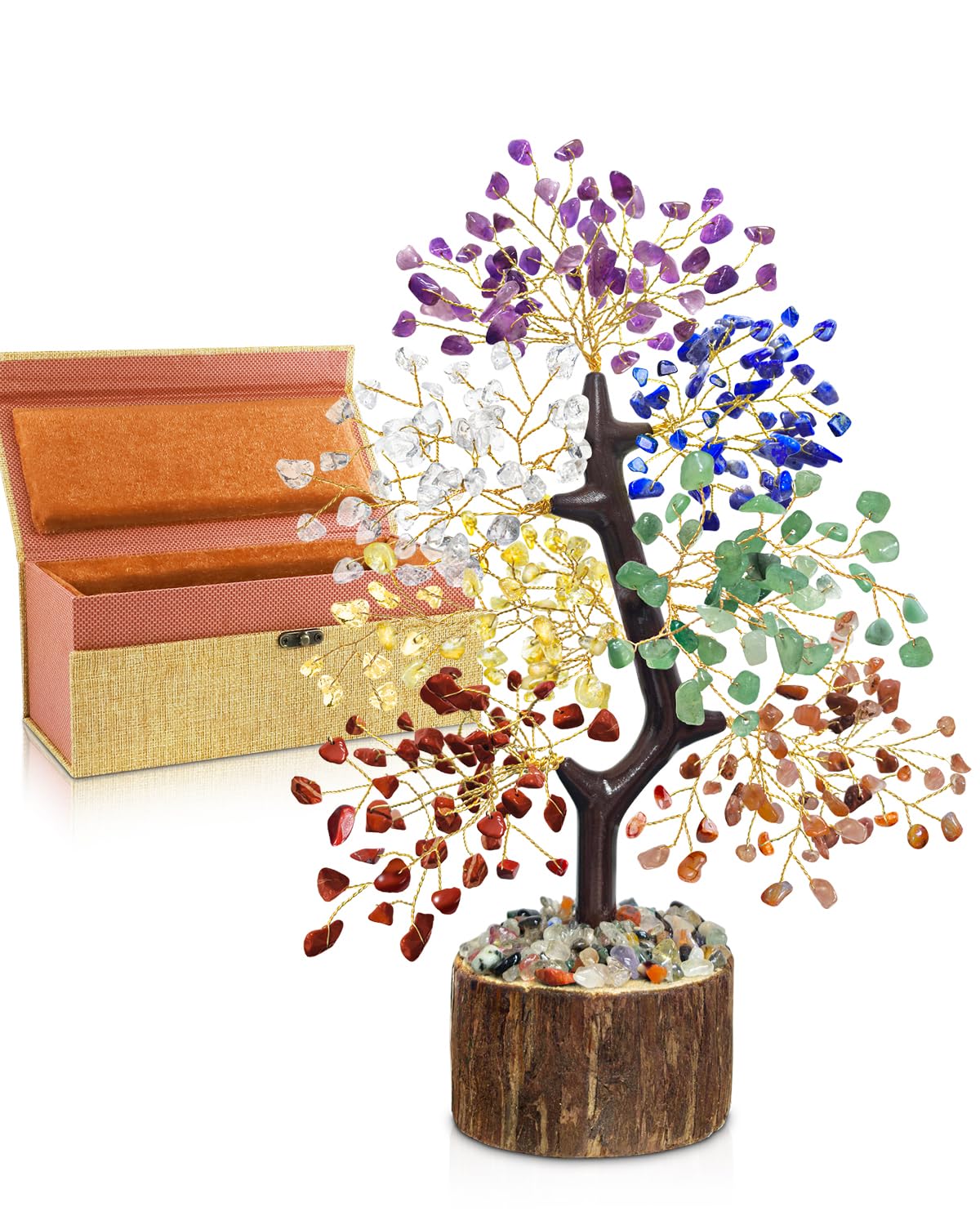 7 Chakra Crystal Tree of Life - Unique Birthday Gifts for Women, Healing Crystal Trees for Home Decor, Office Desk Decor, Positive Energy Spiritual Cleansing for Meditation Crystals and Healing Stones