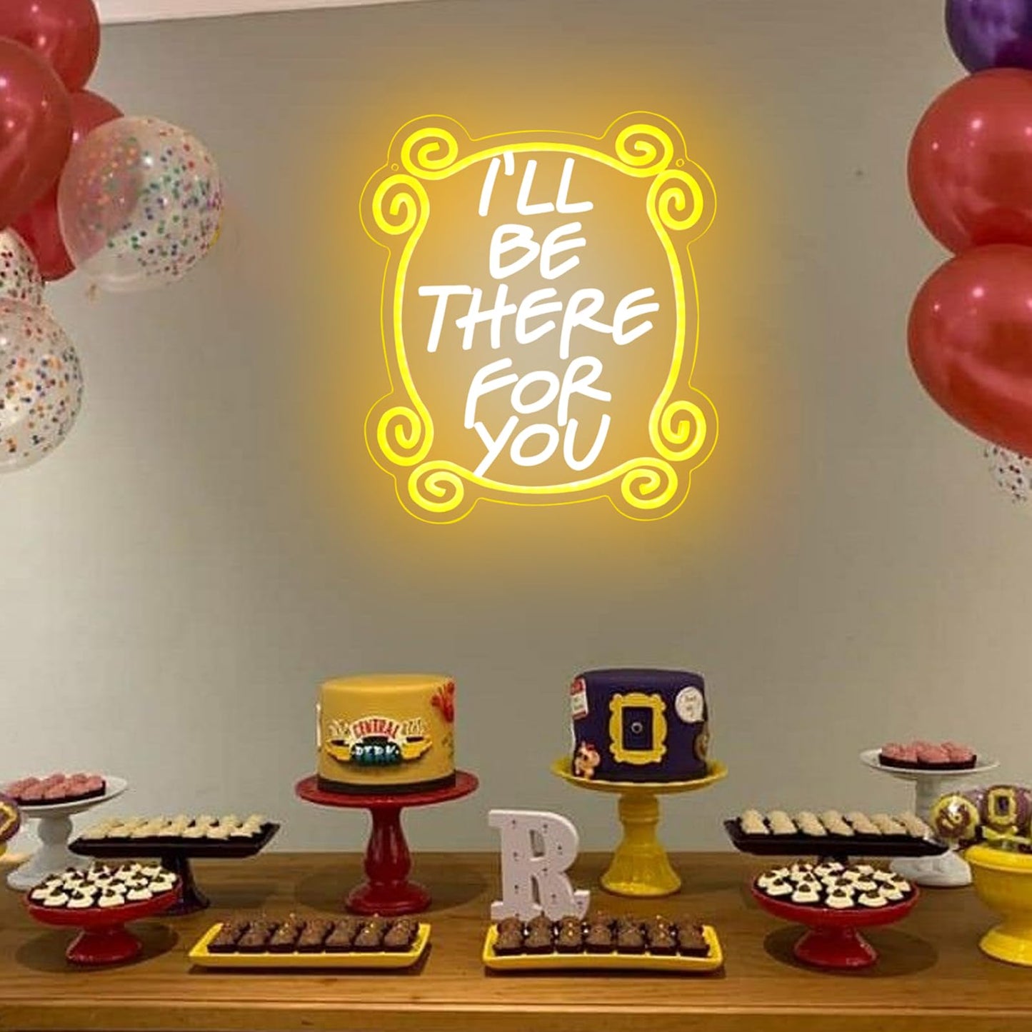 Tiabuy Friends TV Show Neon Signs, Monica's Door Neon Lights, Friends gifts I'll Be There for You Neon Sign for Wall Decor Dimmable LED Neon Signs for Birthday Gifts Party Day Decor 17 * 13 inch