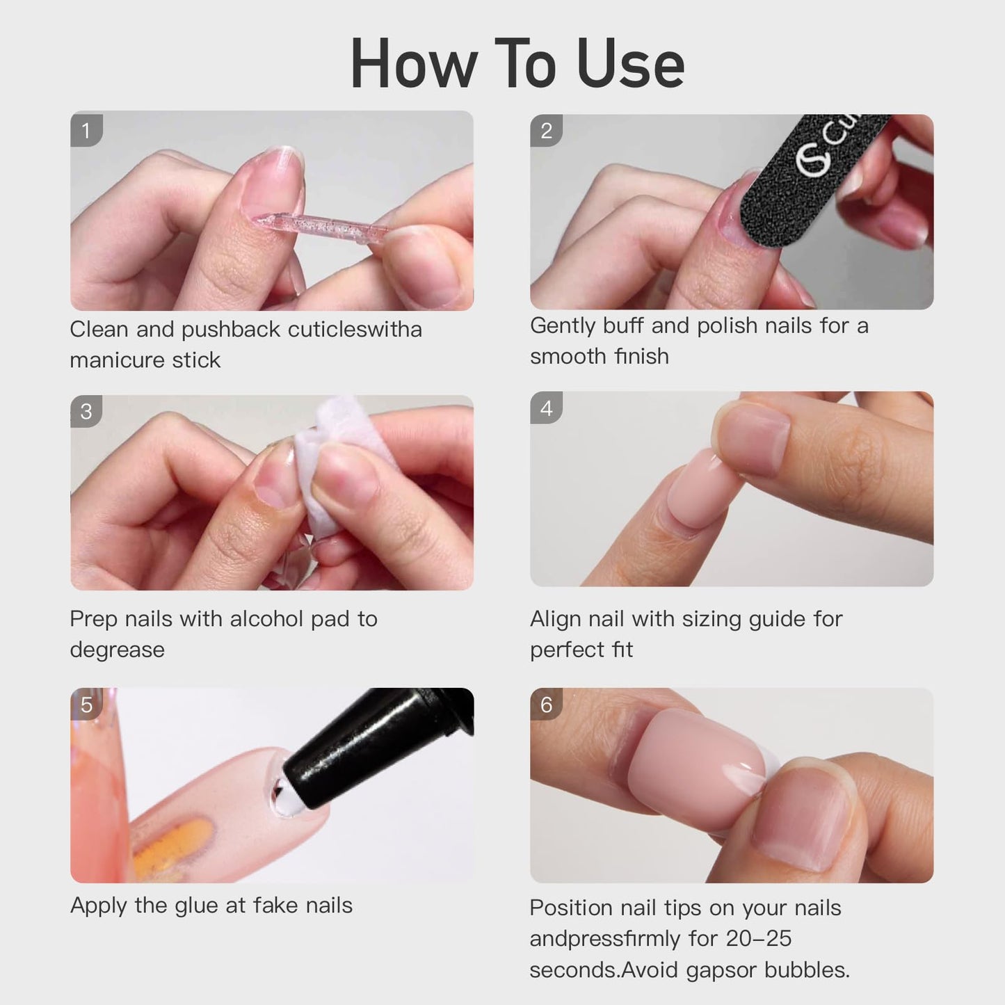 Curvlife Soft Gel Nails with French Press on Nails Design Full Cover False Nails for Women Reusable Nail Kit with Nail Glue Adhe