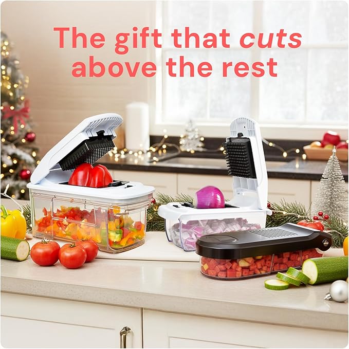 Fullstar The Original Pro Chopper - Vegetable Chopper and Spiralizer, Food Chopper with Container, Fruit Slicer, Kitchen Gadgets & Gifts, Home Essentials (7 in 1, White)
