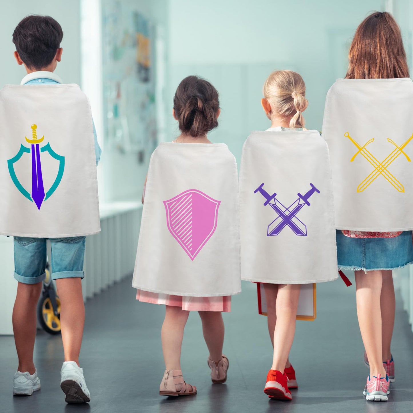 Blosssound 12 Pcs Hero Capes Crafts Canvas Blank Cape to Decorate DIY Hero Dress up Costumes for Kids Party VBS Activities