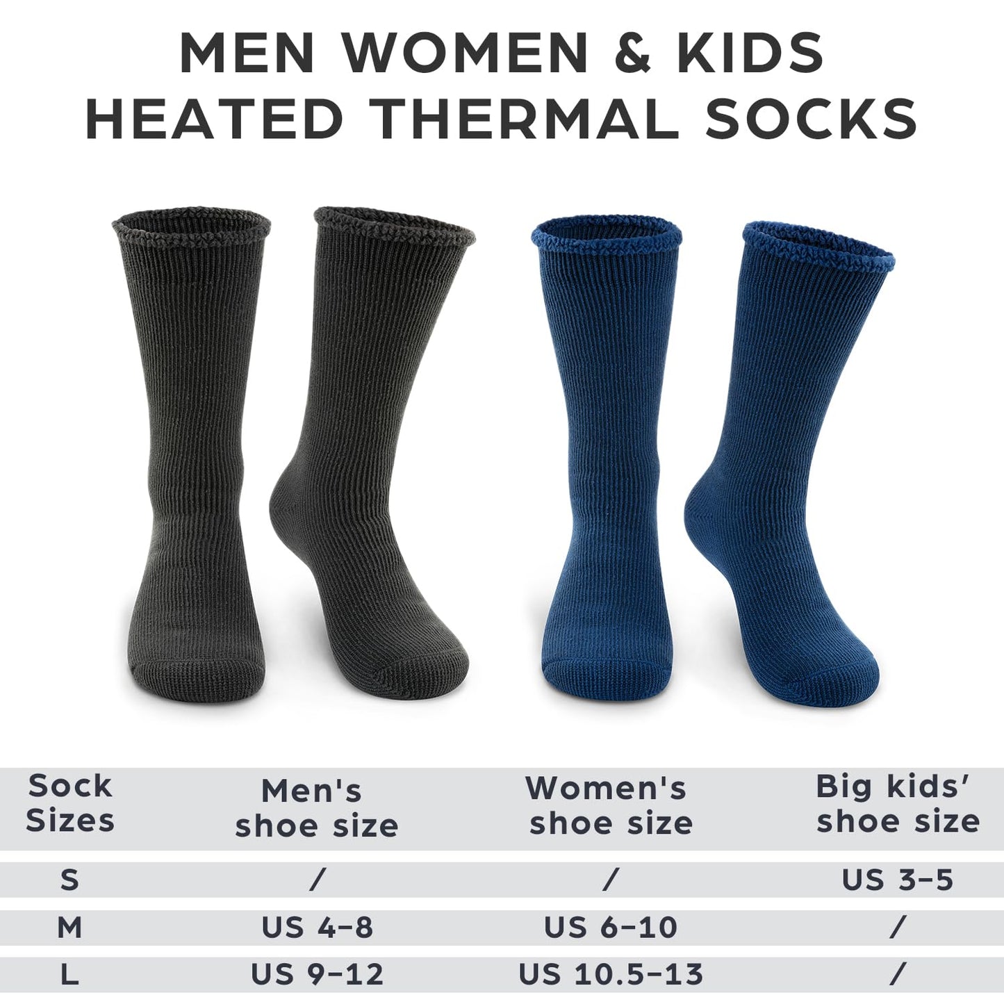 DG Hill Crew Socks for Men - Warm Socks for Women Winter Dress Socks - Work Boot Socks Cold Weather Heated Snow Sock 2 Pack
