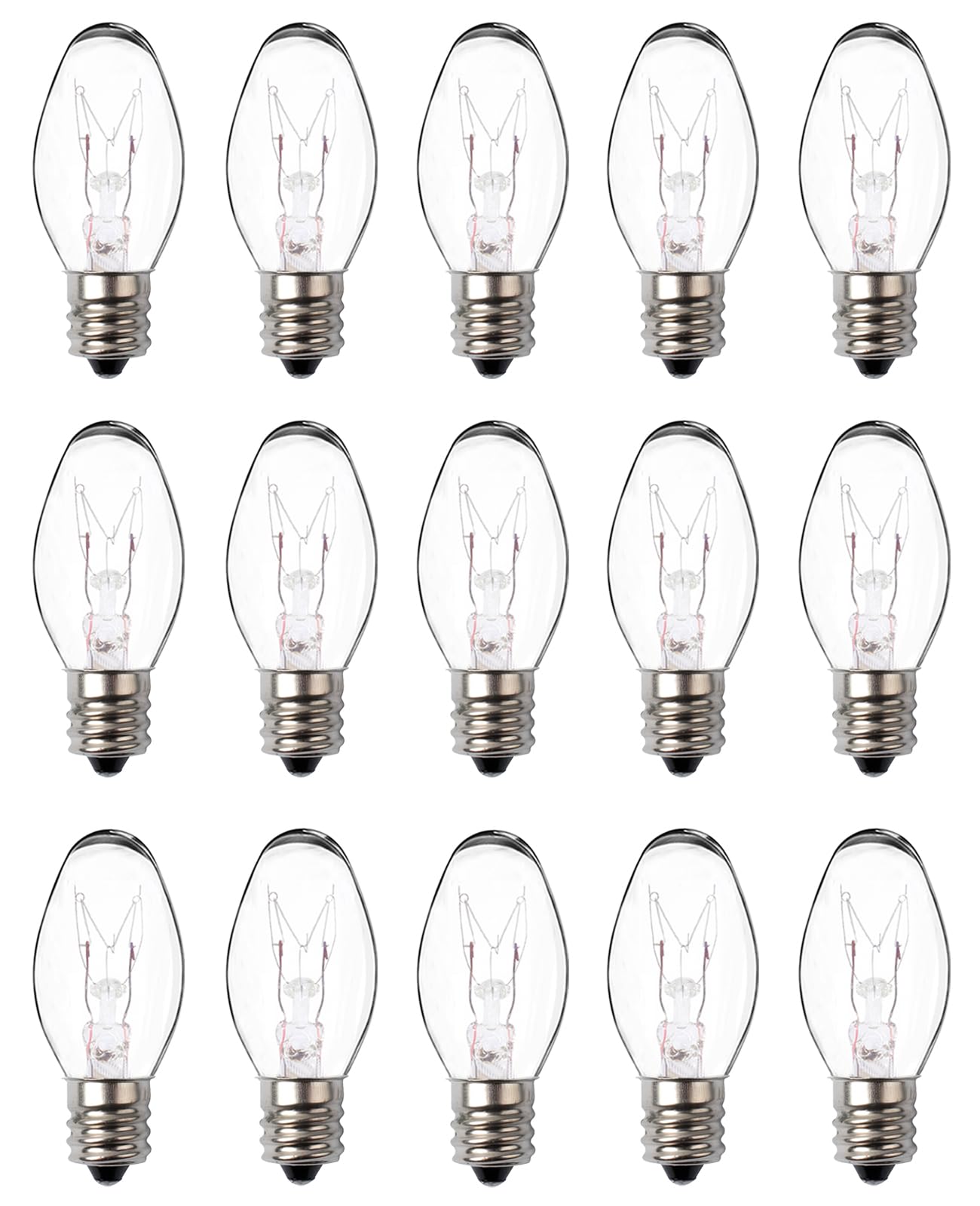 Snnalosses Night Light Bulbs 4 Watt -C7 Décor Small Light Bulb - E12 Candelabra Base- Night Light Warm White Replacement Bulbs,15 Packs