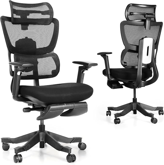 Motostuhl S3P-ST Ergonomic Office Chair High Back Home Office Desk Chair with footrest with VTS System & Adaptive Lumbar Support, TiltPro Headrest, 4D Armrest, 150°Tilt for Home Office Executive
