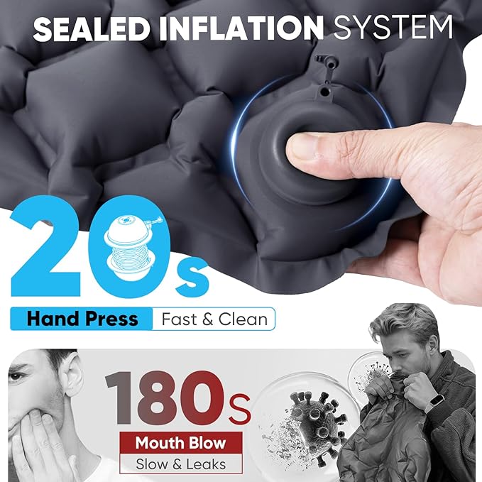 Sekey Pump Up Inflatable Seat Cushion, Portable & Lightweight Airplane Seat Cushion, for Long Flights Stadium Camping Office Travel
