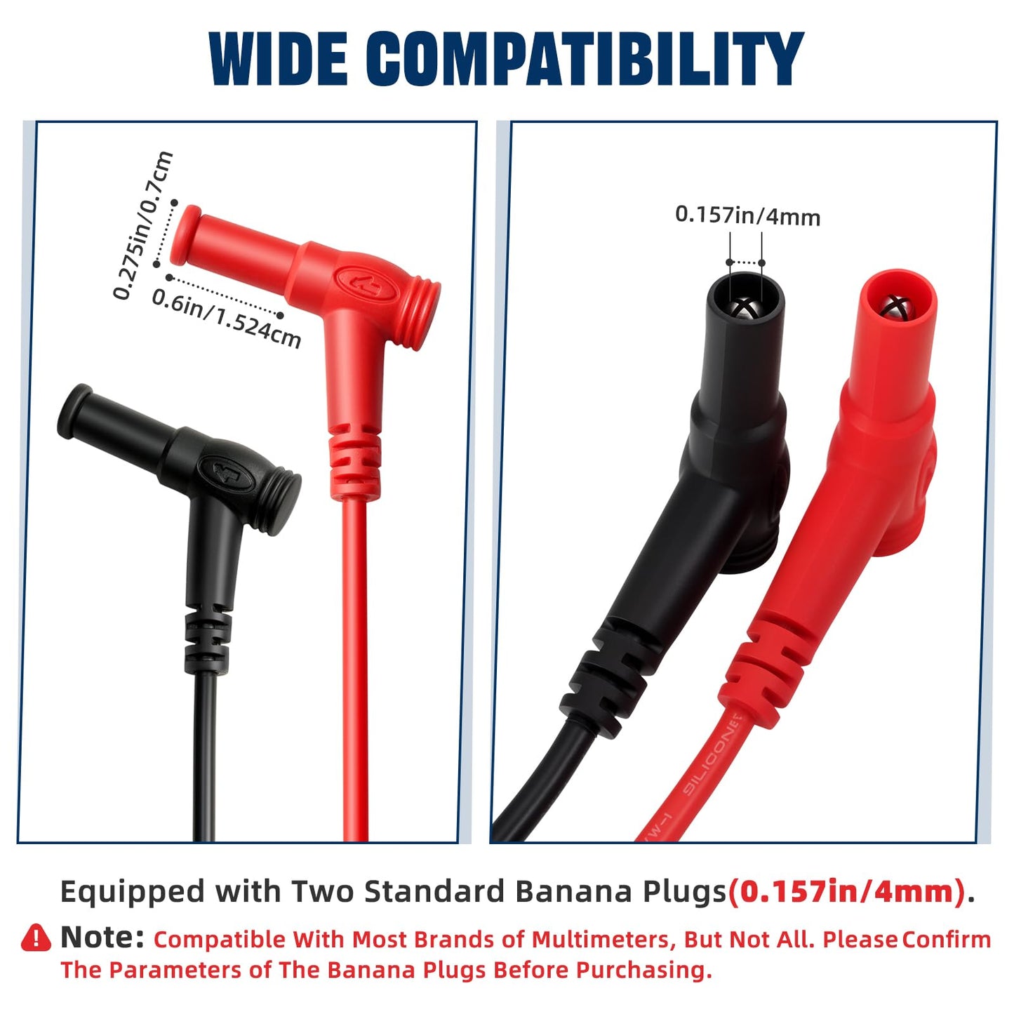 GDLSYLGHY Professional Multimeter Test Leads 1000V 20A 40.5in, Heavy Duty Silicone Test Leads with Ultra-Hard Gold-Plated Test Probes, 0.16in/4mm Banana Plugs for Fluke/AstroAI/INNOVA/Klein Multimeter