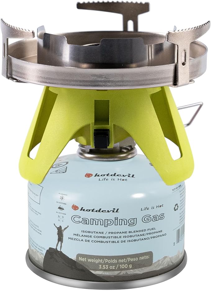 Hotdevil Bottletop Propane Camping Stove Portable 1-Burner Adjustable Stove with Wind Baffles Pressure Regulator equivalen...