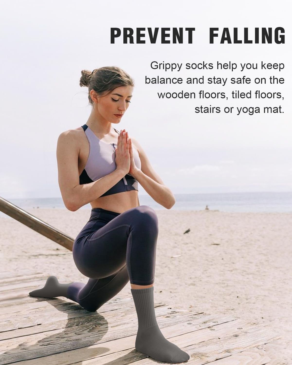 yeuG Non Slip Pilates Socks with Grips for Women, Grip Socks for Yoga Ballet Barefoot Workout Anti Skid Athletic Socks