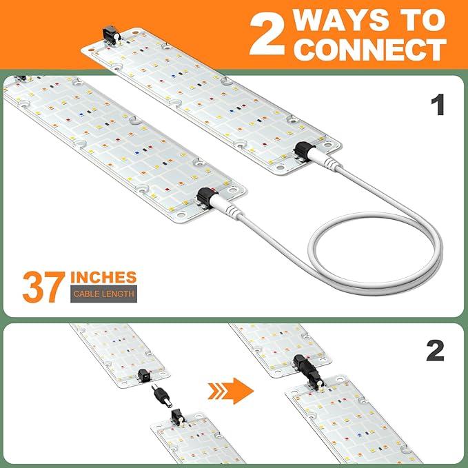 DOMMIA Grow Lights, 40W Linkable Grow Lights for Indoor Plants Full Spectrum, 6/12/16h Timer, Dimmable Ultra-Thin Plant Lights for Indoor Growing, Warm White, 2-Set