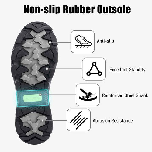 Trudave Rubber Rain Boots for Women, Neoprene Insulated Mud Work Boots, Anti-slip Breathable Mid-calf Womens Waterproof Boots for Garden, Water Fishing, Black, Size 9