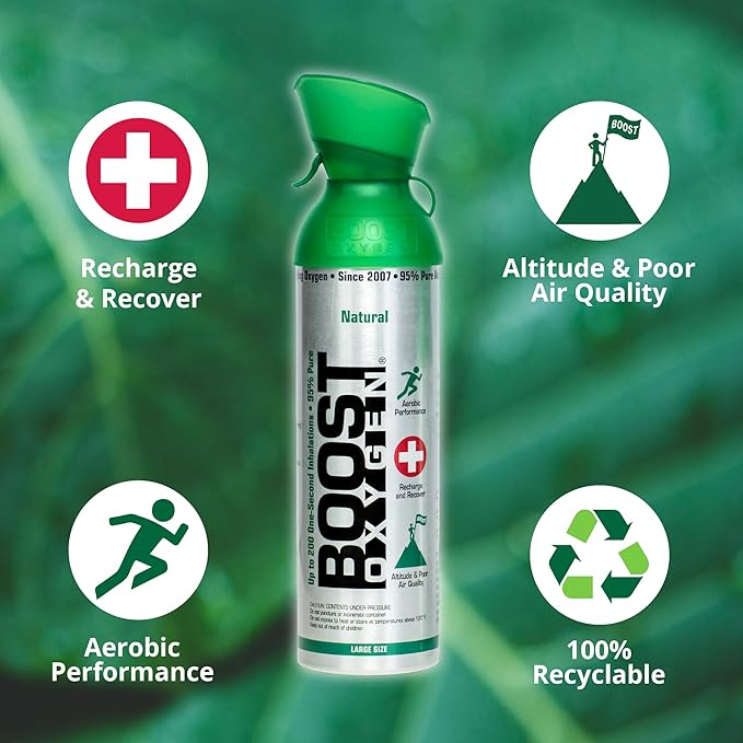 Boost Oxygen Large Natural 10L Canister | Respiratory Support for Aerobic Recovery, Altitude, Performance & Health (6 Pack)