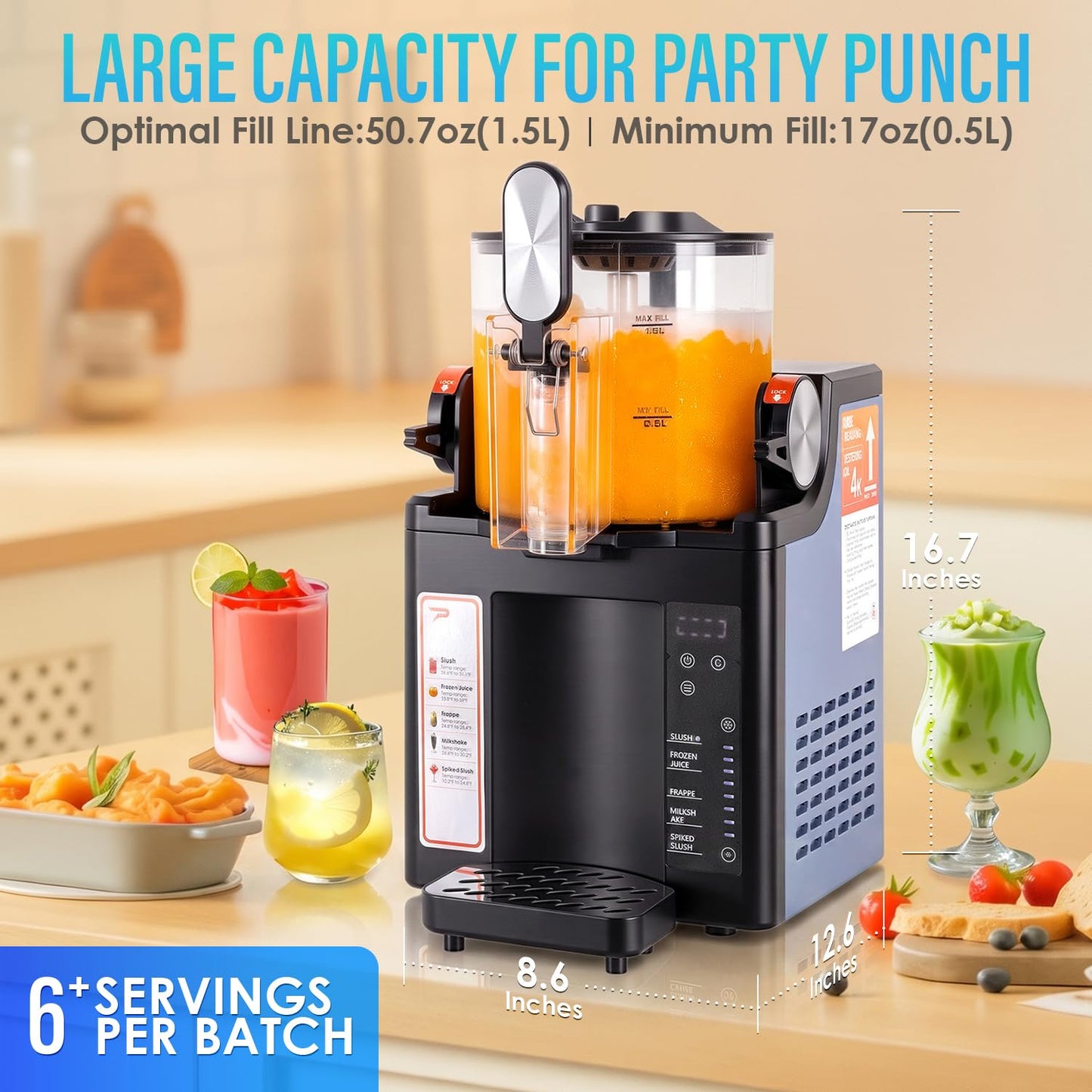 Slushie Machine for Home,No Ice Needed Frozen Drink Maker with 5 Presets Modes,Perfect for Slush,Frozen Juice,Frappe,Milk Shake,Spiked Slush,Adjustable Temperature