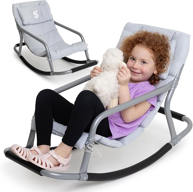 Special Supplies Sensory Rocking Chair for Kids - Comfortable Kids Rocker- Versatile Floor Chair with Soft Fabric and Stability for Playroom, Bedroom, or Nursery (Ages 3+) - Grey