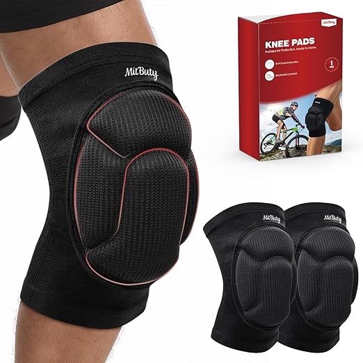 MitButy Protective Knee Pads for Men, Women & Kids – 1 Pair Thick Foam Cushioned Pads for Volleyball, Dance, Gardening, Wrestling & Kneeling – Durable Protection for Work & Sports (M: 15.5–21.5")