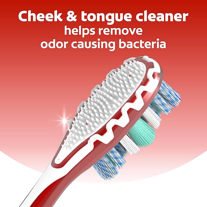 Colgate 360 Advanced Whitening Soft Toothbrush Pack, 4 Adult Soft Toothbrushes with Cheek and Tongue Cleaner, Helps Clean Your Teeth, Tongue, Cheeks, and Gums, 4 Pack