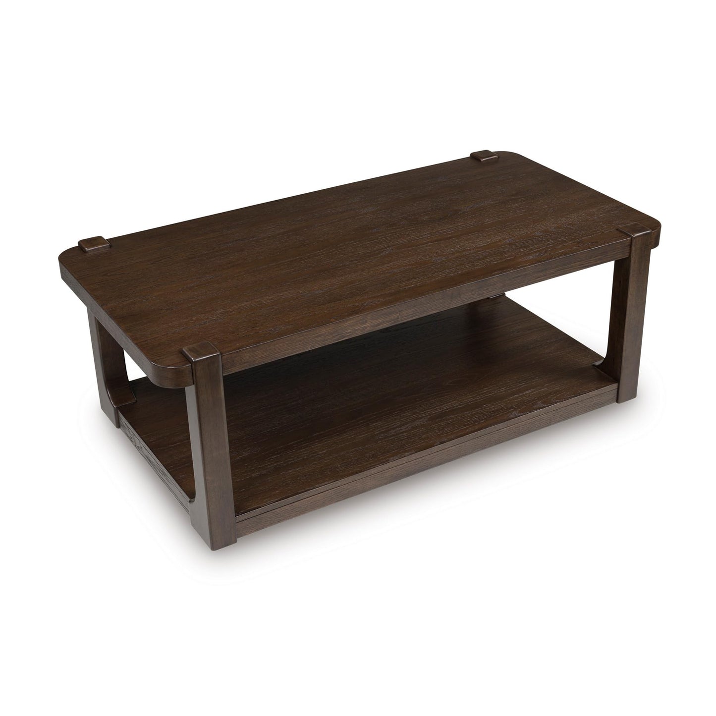 Signature Design by Ashley Breckington Contemporary Coffee Table with Lower Shelf and Casters, Dark Brown