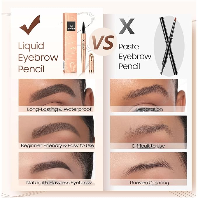 Microblading Eyebrow Pen - Long Lasting Waterproof Brow Pencil With Micro-Fork Tip Applicator and Stays on All Day (Light Brown)