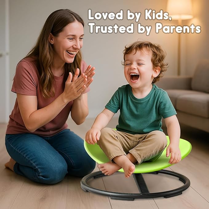 GAKINUNE Sensory Spinning Chair for Autistic Kids, Swivel Spin Chair for Autism, Sit and Spin Toy for Autistic Children, Indoor Outdoor Toys, Toddler Chair for ADHD, Balance & Coordination (Green)