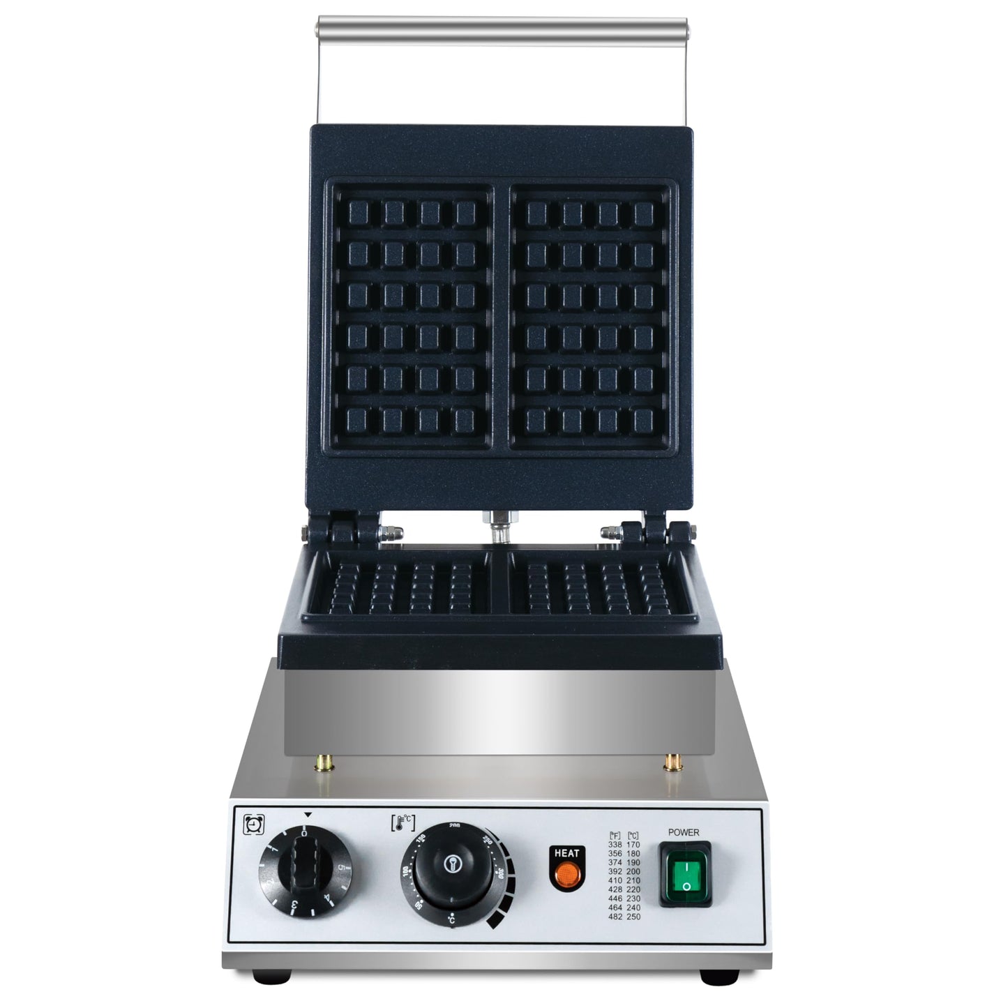 Commercial Waffle Maker, 1600W rectangle Waffle Iron, Non-Stick Belgian Waffle Baker Machine With Temp Range and Time Control, Teflon-Coated Baking Pan Stainless Steel Body