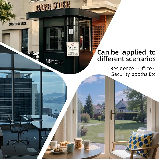 Window Privacy Film One Way Daytime Privacy Static Cling Sun Blocking Static Cling,Frosted Glass Decorative Removable, Reusable, Anti-UV,Heat Blocking, with Tools Black 23x157inch