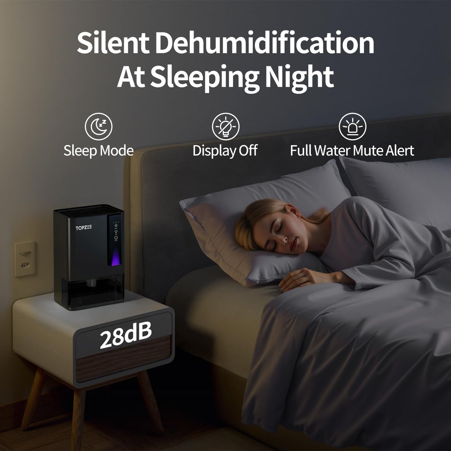 Dehumidifiers for Home, Dehumidifier for Bedroom Bathroom Basement with Auto Shut Off, Dual-Semiconductor Quiet Dehumidifier, Black