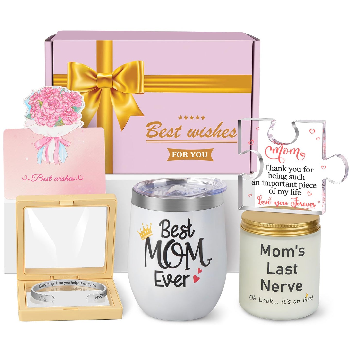 Happy Birthday Mothers Day Gifts for Mom from Daughter Son Kids, Unique Presents for Mother, Best Mom Ever Gifts for Birthday