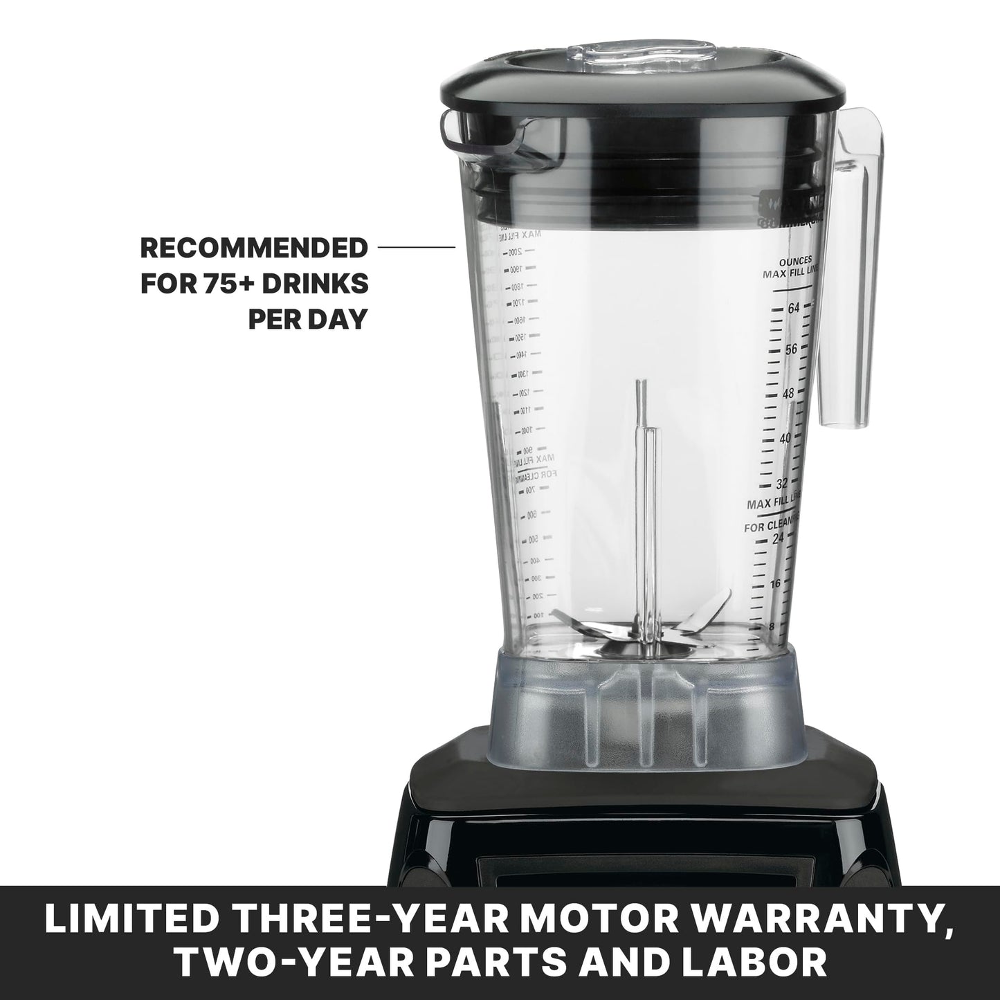 Waring Commercial MX1200XTX 3.5 HP Blender with Variable Speed Dial Controls and a 64 oz. BPA Free Copolyester Container, 120V, 5-15 Phase Plug