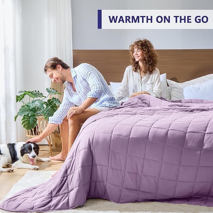 King Size Weighted Blanket for Adults (30 lbs, 80” x 87”, Purple) Cooling Heavy Blanket for Sleeping Perfect for 290-310 lbs, Breathable Blanket for Adults & Couple All Season, Machine Washable
