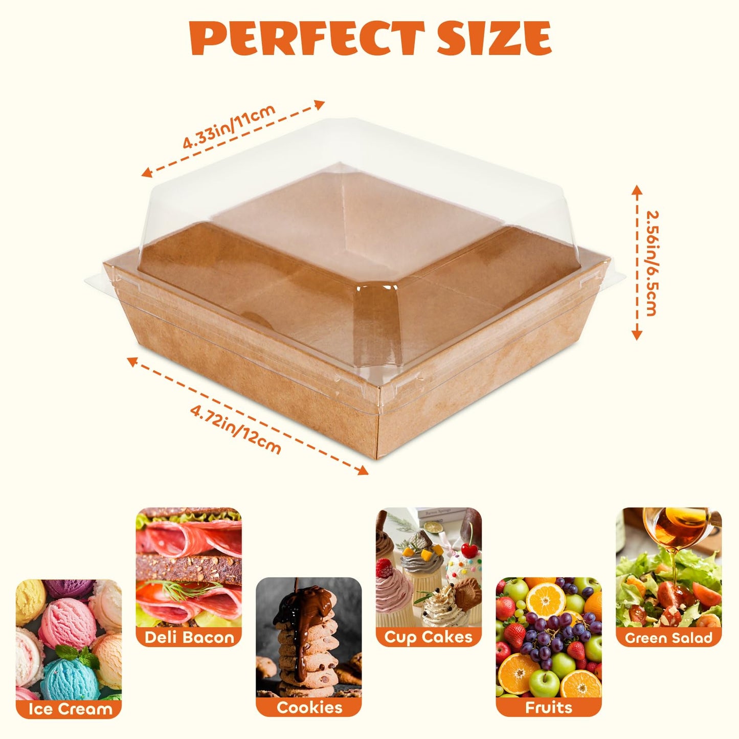 LNDIEHS 20Pcs Small Charcuterie Boxes with Clear Lids - Paper Mini Charcuterie Boxes To Go, Disposable Food Container with Lid, Dessert Boxes for Sandwich, Cookie, Sushi, Cake Slice, and Strawberries