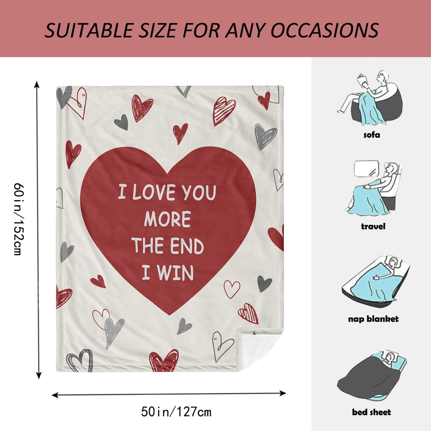 Henazin Gifts for Her/Him, Couple Gifts Blanket 60"X50", Romantic Gifts, I Love You Gifts, Christmas/Anniversary/Birthday Gifts for Girlfriend Boyfriend, Wedding Gifts for Wife Husband