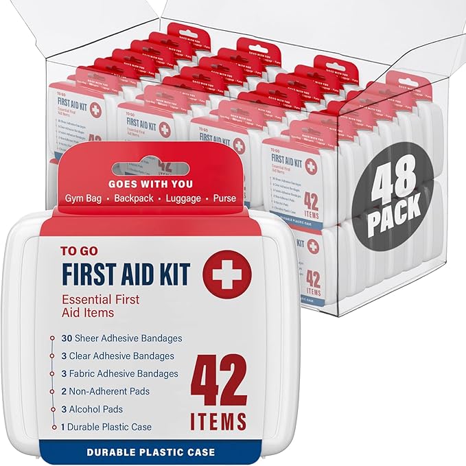 DecorRack 2000 Piece First Aid Kit, 48 Individual Boxes of 42 Items Each, First Aid Kits for Minor Cuts, Scrapes, Travel, ...