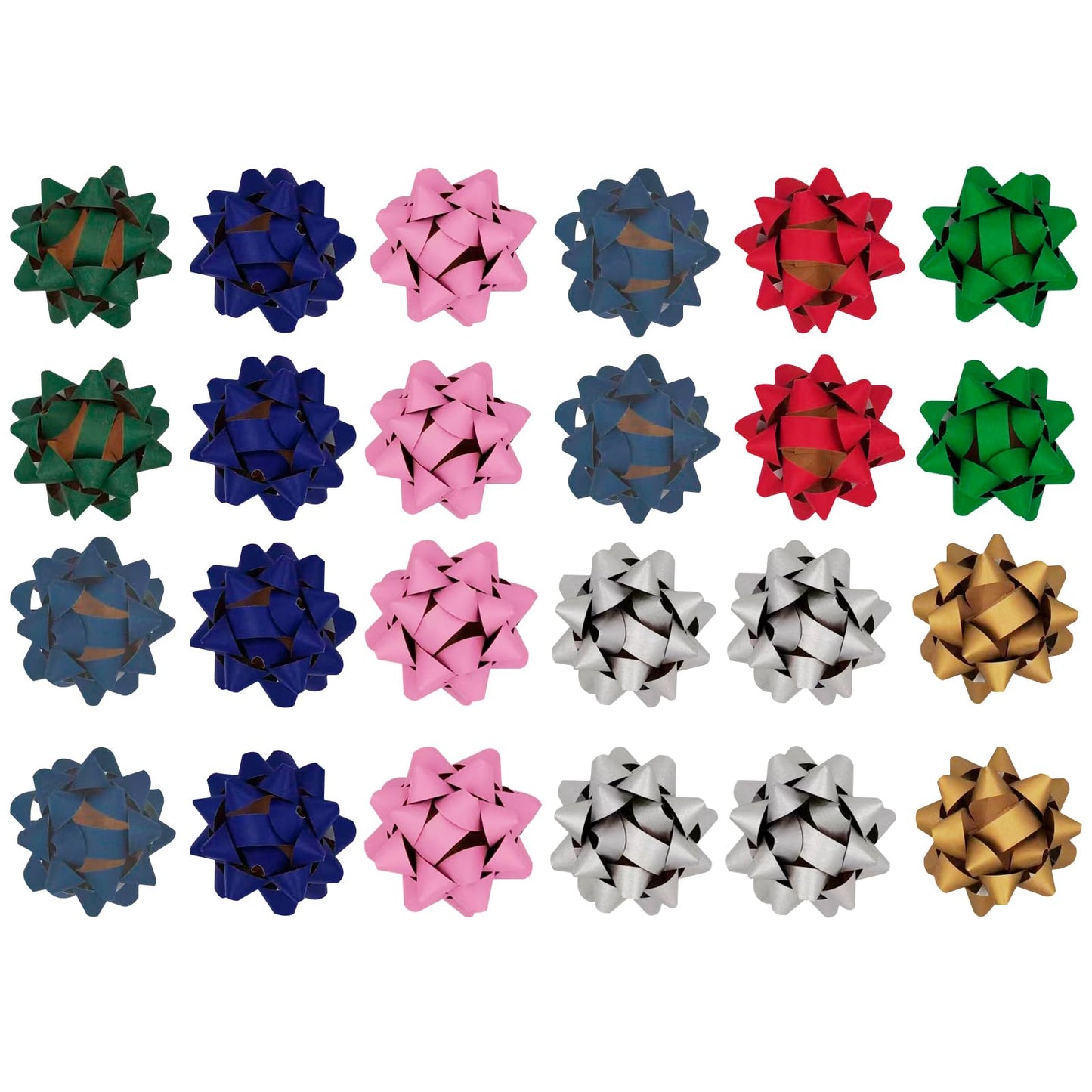 24pcs Gift Wrap Bow 4" Paper Star Bow Self Adhesive Gift Bows for Wedding, Basket Packaging, Party Decorations, Christmas, Birthdays, Holidays etc