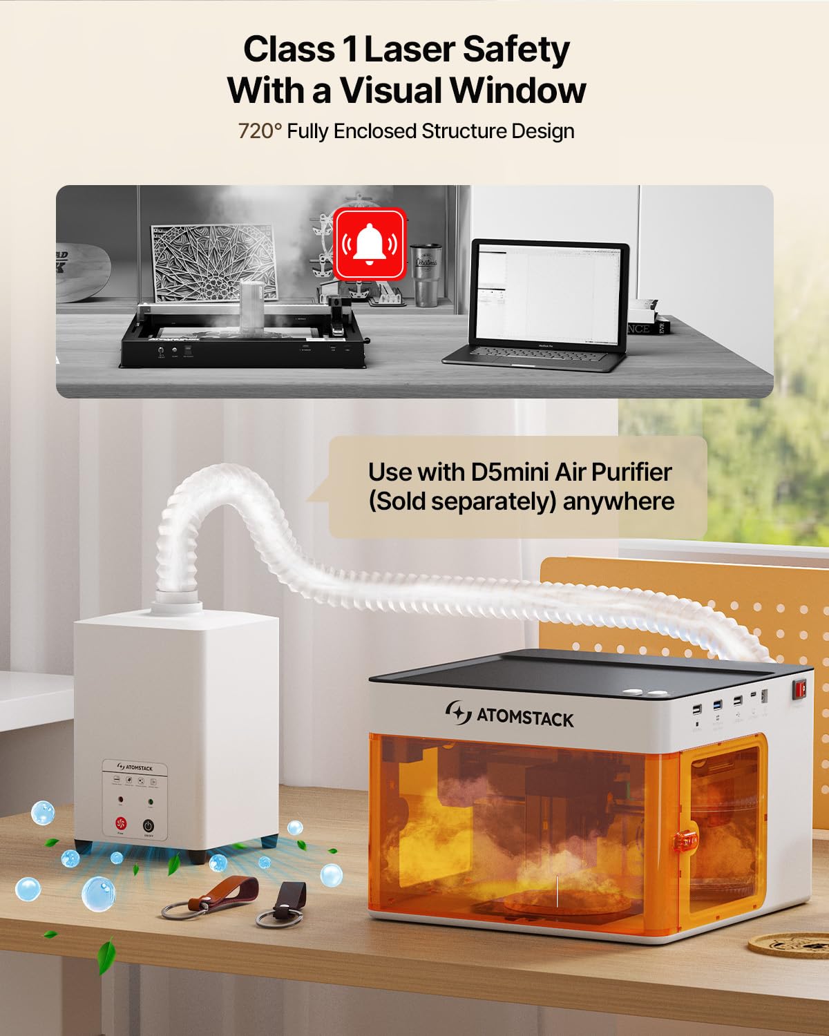 ATOMSTACK P1 Dual Laser Engraver, 5W Diode, 1.2W Infrared Laser, Laser Cutter, Enclosed Laser Engraving Machine, Beginners, Hobbyists, Stainless Steel, Black Acrylic, Unibody Laser, 2-in-1 Laser