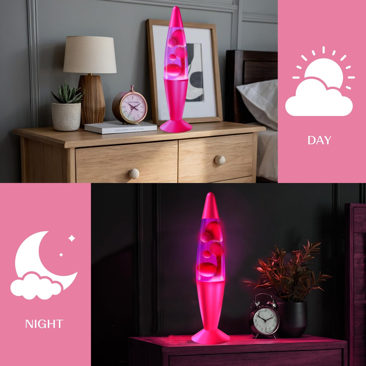 JAMBO 16" Beautiful Lamp- Purple with Pink Wax, Relaxing Liquid Light, Night Light Nightlight, Home Decor Living Room Office Bedroom Lamp for Adults Teens Kids, Magma Motion