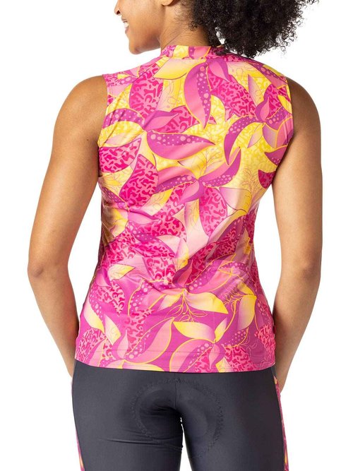 Terry Soleil Womens Sleeveless Bike Jersey, UPF 50+ Sun Top, Athletic Fit Moisture Wicking Cycling Zippered Tank - Goldirox, Medium