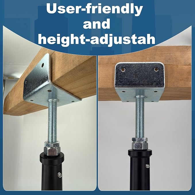 YXGJDP 2 Pack U-Shaped Floor Jack - Adjustable Steel Beam Support for 4x2, 4x4, 4x6 Joists Heavy Duty Screw Jack with U-Head Telepost & House Jack.9-13 Inch Adjustment Range.