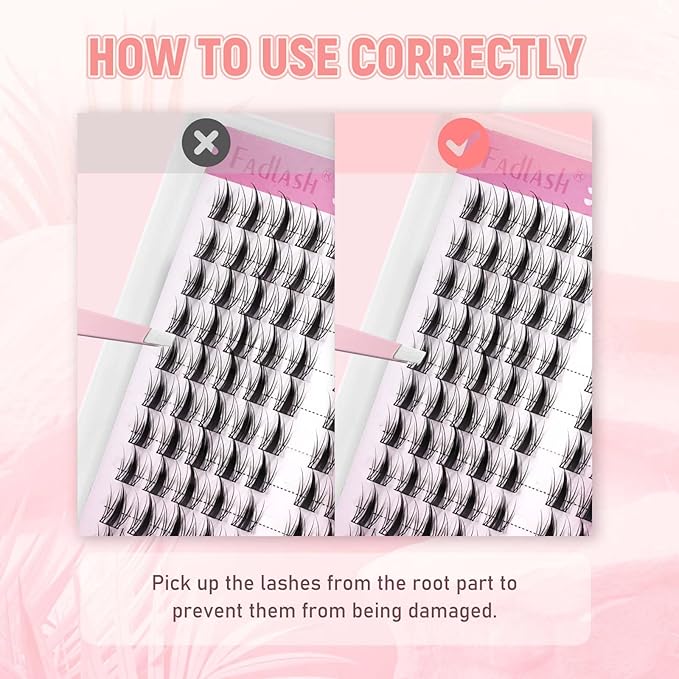 FADLASH Lash Clusters DIY Lash Extensions Fairy Eyelash Clusters Manga Cluster Lashes Individual Lashes Thin Band Cluster Eyelash Extensions Volume (D21)