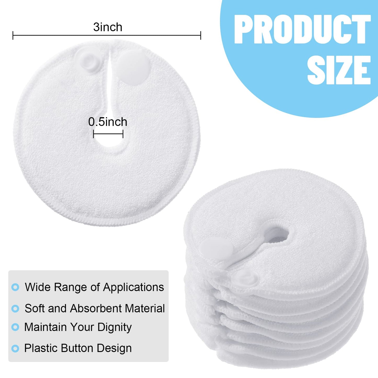 Tondiamo 28 Packs g Tube Button Covers Feeding Tube Pads Supplies Soft Abdominal Feeding Cotton Pads Covers Accessories for Nursing Care 3 Inch(White)