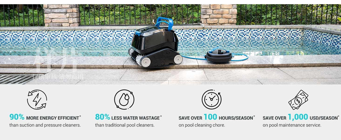 8streme Black Pearl Ultra Robotic Pool Cleaner – Battery-Powered Inground Vacuum for Pools Up to 10 Ft Deep – Wall Climber – 150 Min Runtime – 7 Quart Top Load Filter – 2-Year Warranty