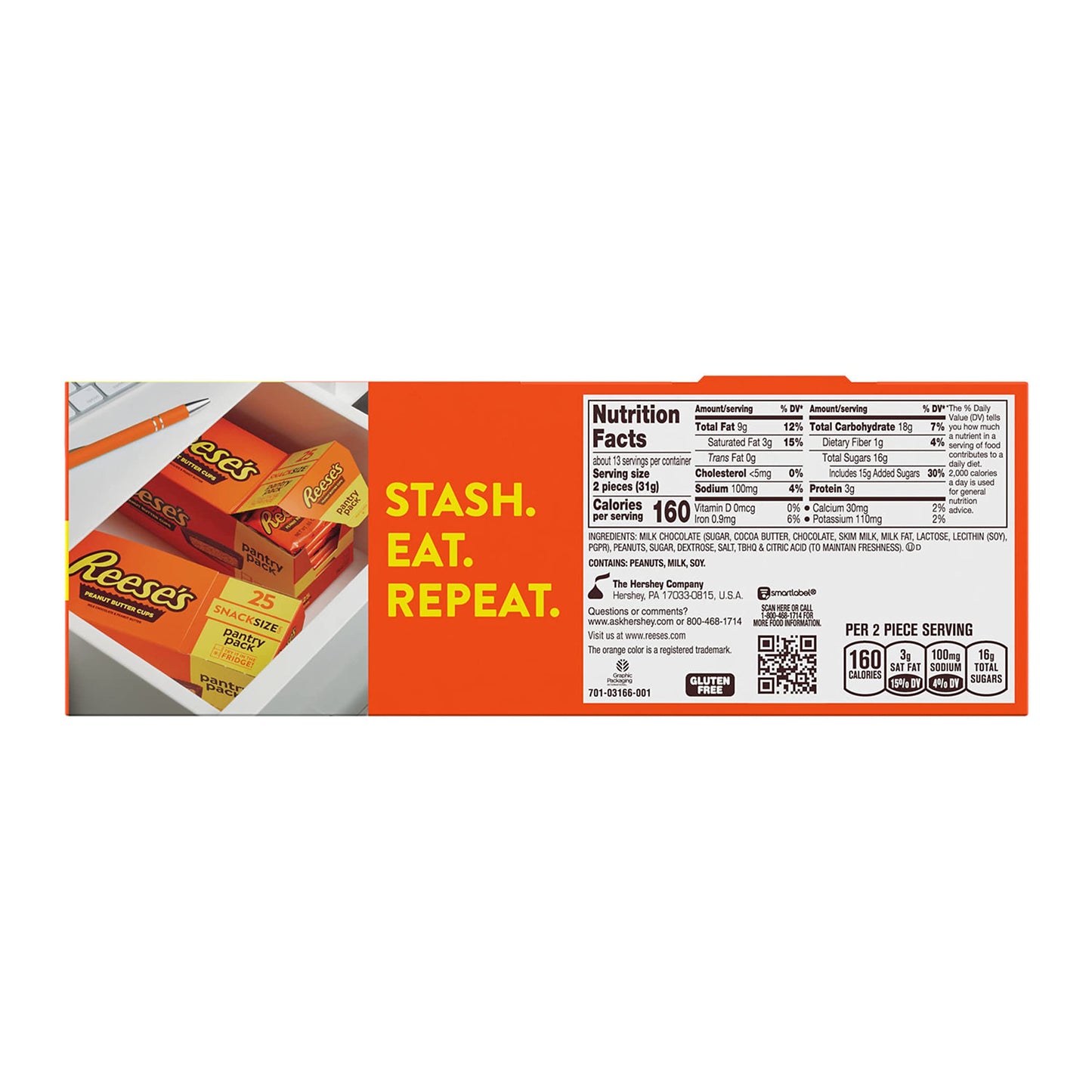 REESE'S Milk Chocolate Snack Size Peanut Butter Cups, Candy Pantry Pack, Halloween Candy, 13.75 oz (25 Pieces)