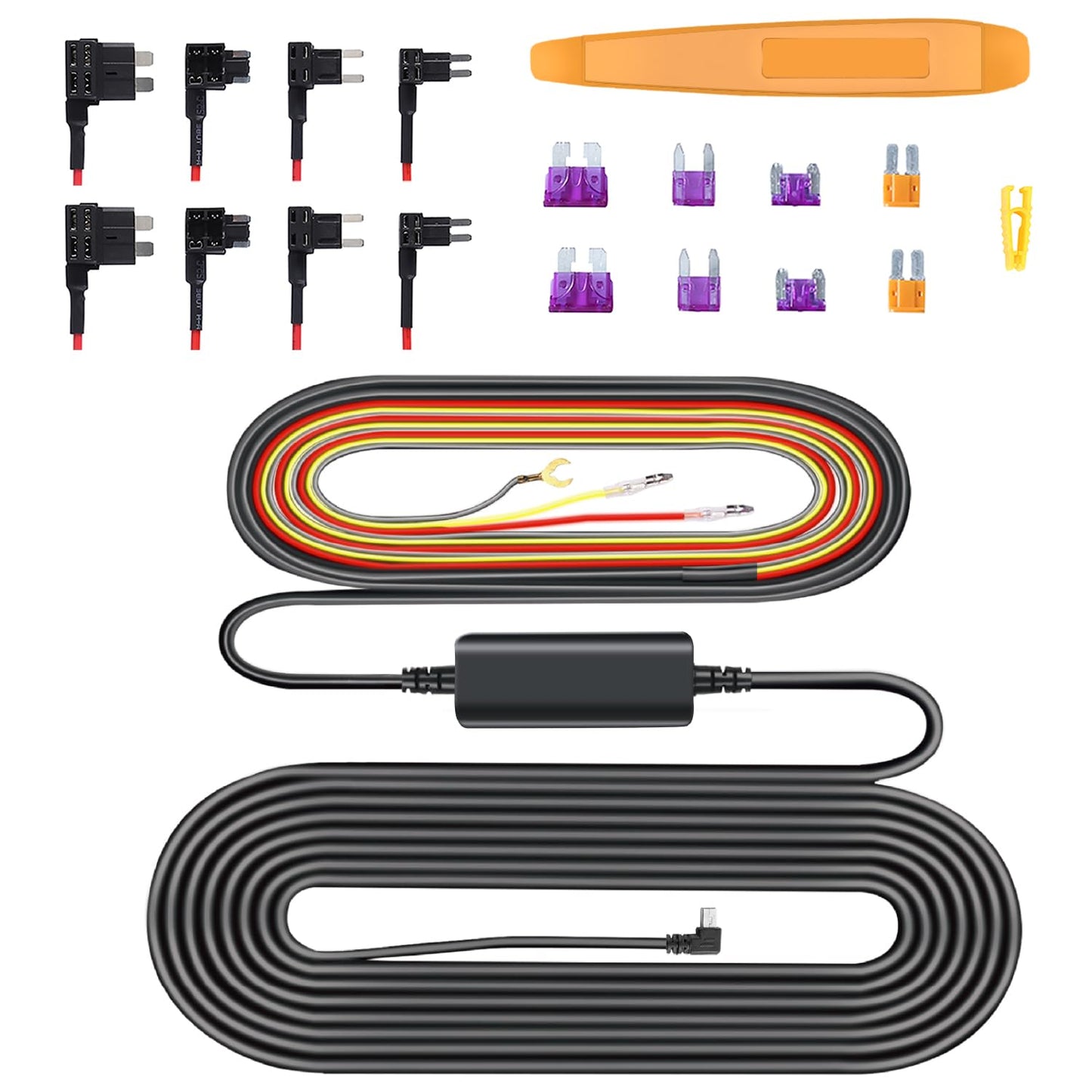 Arifayz Type C Dash Cam Hardwire Kit Dual Dash Cam Q4 Front And Rear, Hardwire Kit Fuse For Dash Camera With Fuse Taps And Insta