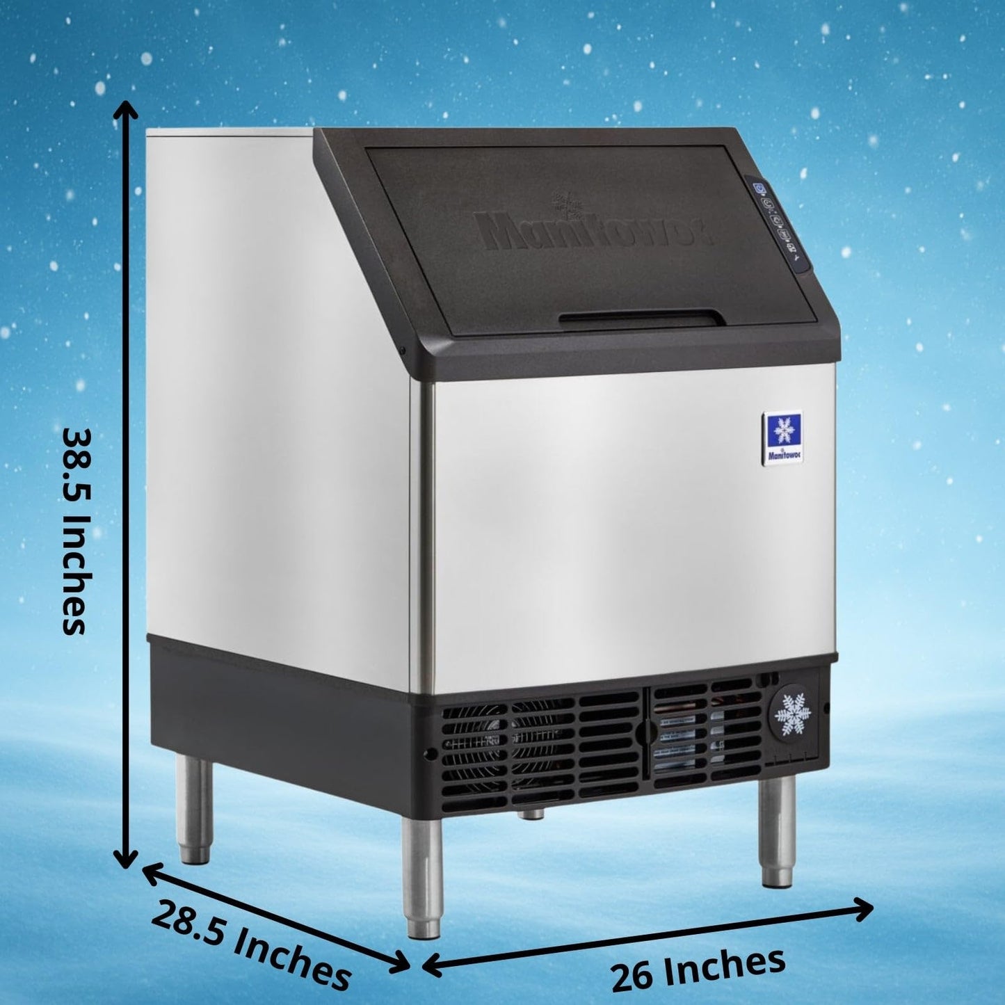 Manitowoc NEO Series Undercounter Ice Machine w/Built-in Water Filtration | 26" Wide, 200 lb/Day Full Cube Ice Production, 90 lb. Storage, Air Cooled