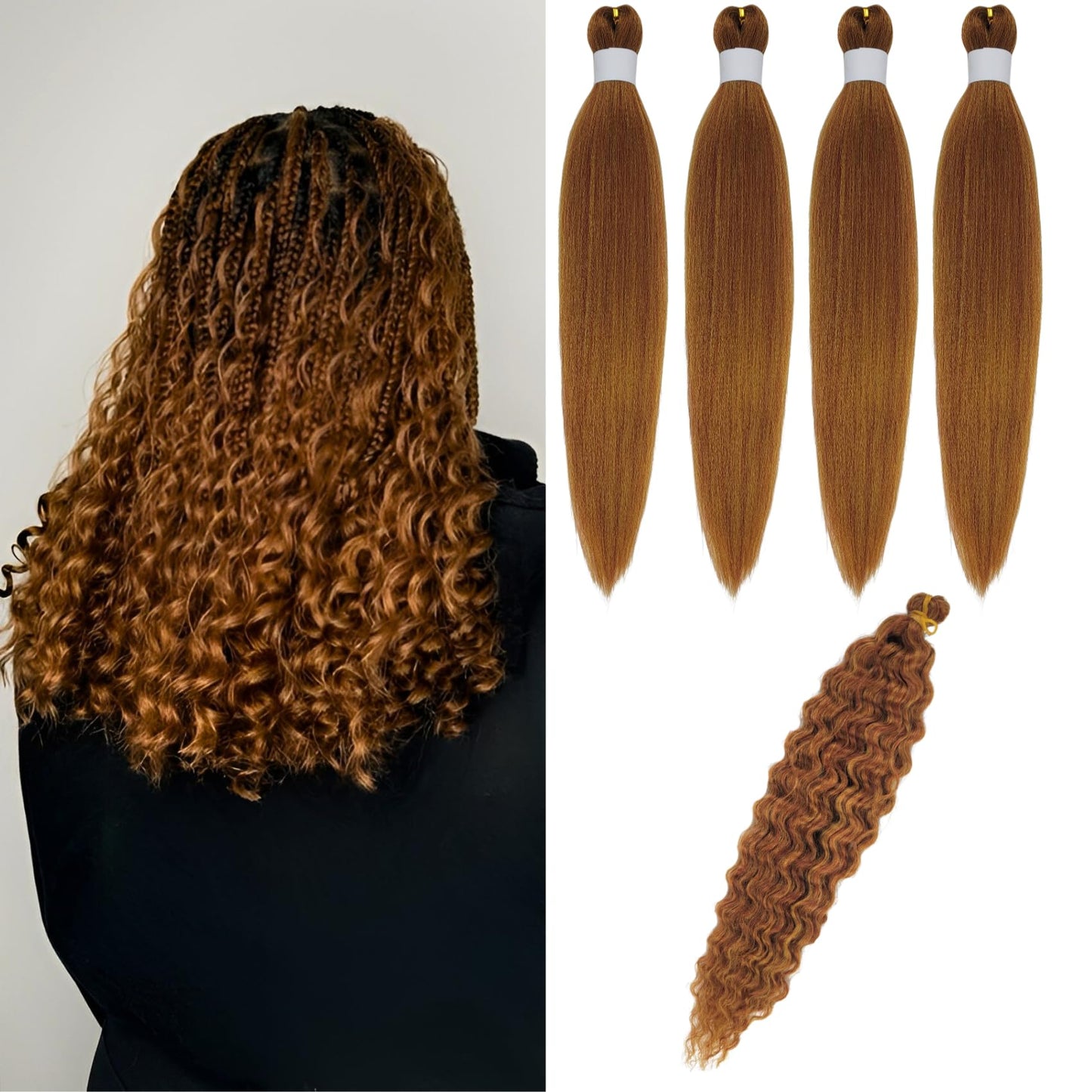 Copper Braiding Hair Pre stretched for Bob Boho Hypoallergenic Braiding Hair for Boho Braids Deep Wave Braids