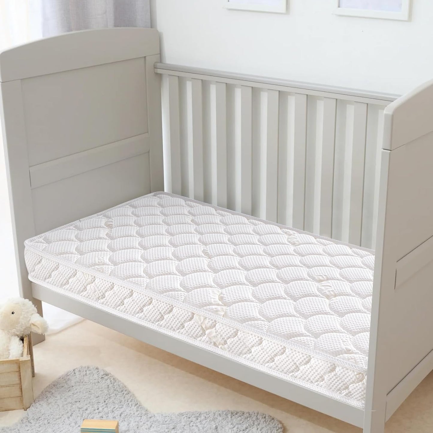 Tiankehan Dual-Sided Crib Mattress & Toddler Mattress – 52" x 27.6" x 5", 100% Knitted Fabric, Moisture Absorbent & Breathable, Fits Standard Full-Size Cribs & Toddler Beds