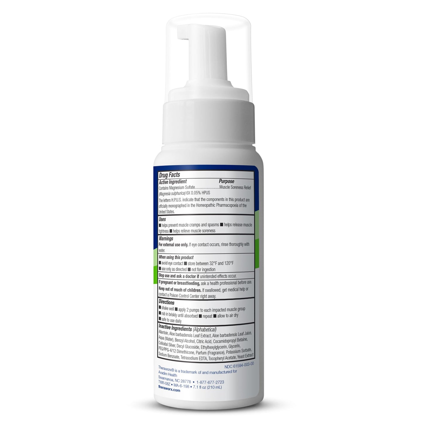 Theraworx Relief for Muscle Cramps Foam Fast-Acting Muscle Spasm, Leg Soreness with Magnesium Sulfate - 7.1 oz - 1 Count